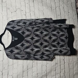 Nina Raynor Sequined Tunic Top Layered V Neck Size 12